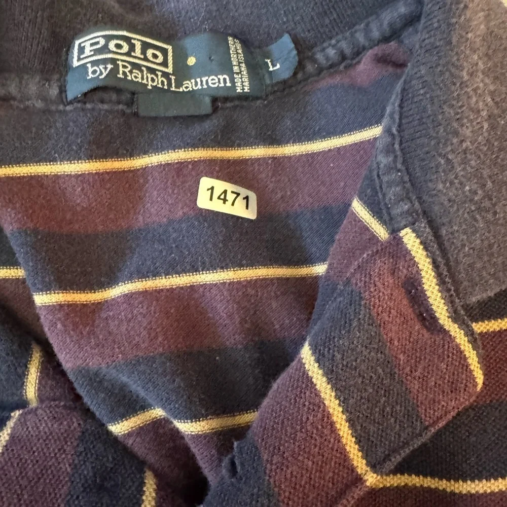 Polo by Ralph Lauren Vintage Navy, Yellow & Burgundy Striped L